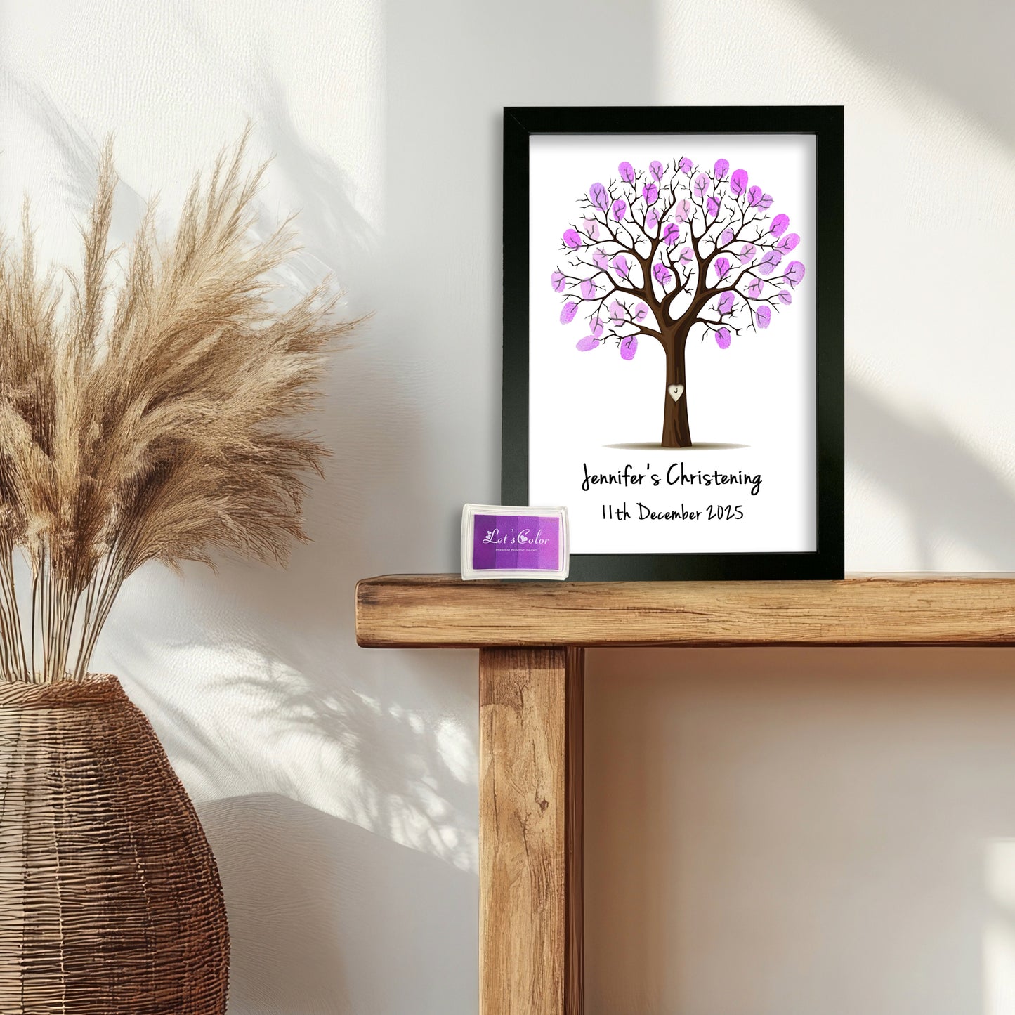 Personalised Christening Print - Finger Print Tree - Option include Frame and Ink Pad - Add your name & Date