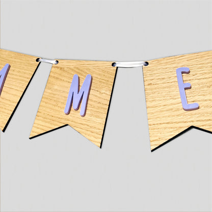 Personalised Oak Wood Name Bunting - Nursery or Child's Room Decor - Add any Name