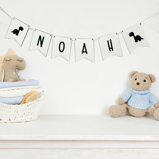 Personalised White Wood Name Bunting - Nursery or Child's Room Decor - Add any Name