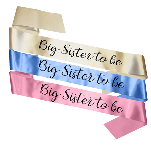 Big Sister To Be Sash Baby Shower Gender Reveal Sash - Choose your colour!