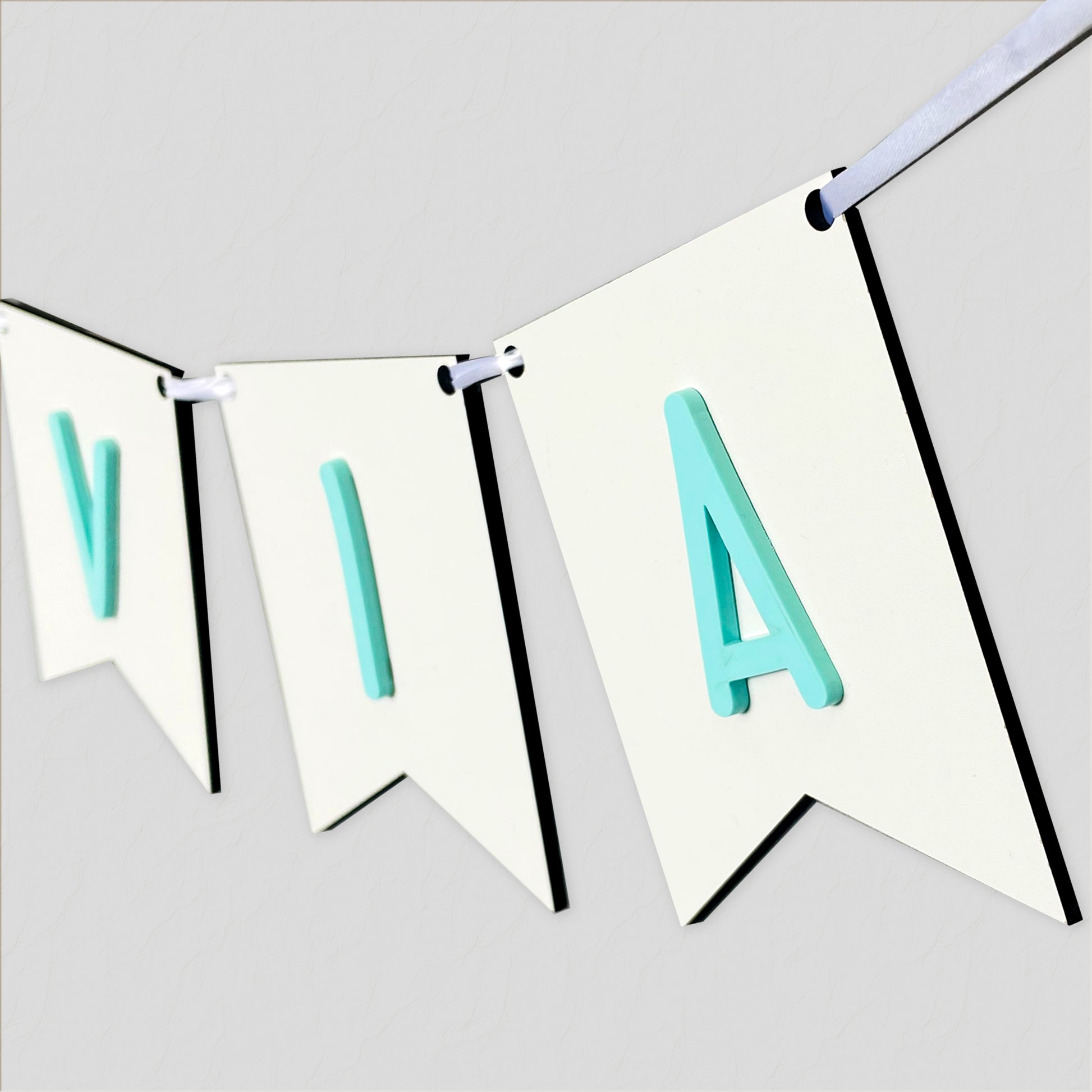 Personalised White Wood Name Bunting - Nursery or Child's Room Decor - Add any Name