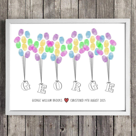 Personalised Christening Floating Letters Fingerprint Balloons - Add you child's name and Christening Date 