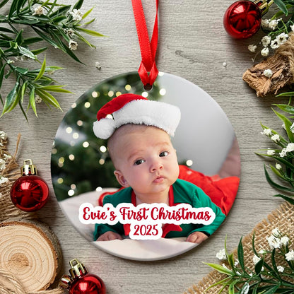 Personalised Babies Baby's First Christmas Photo Bauble - any photo or text completely customisable photo tree Christmas Decoration