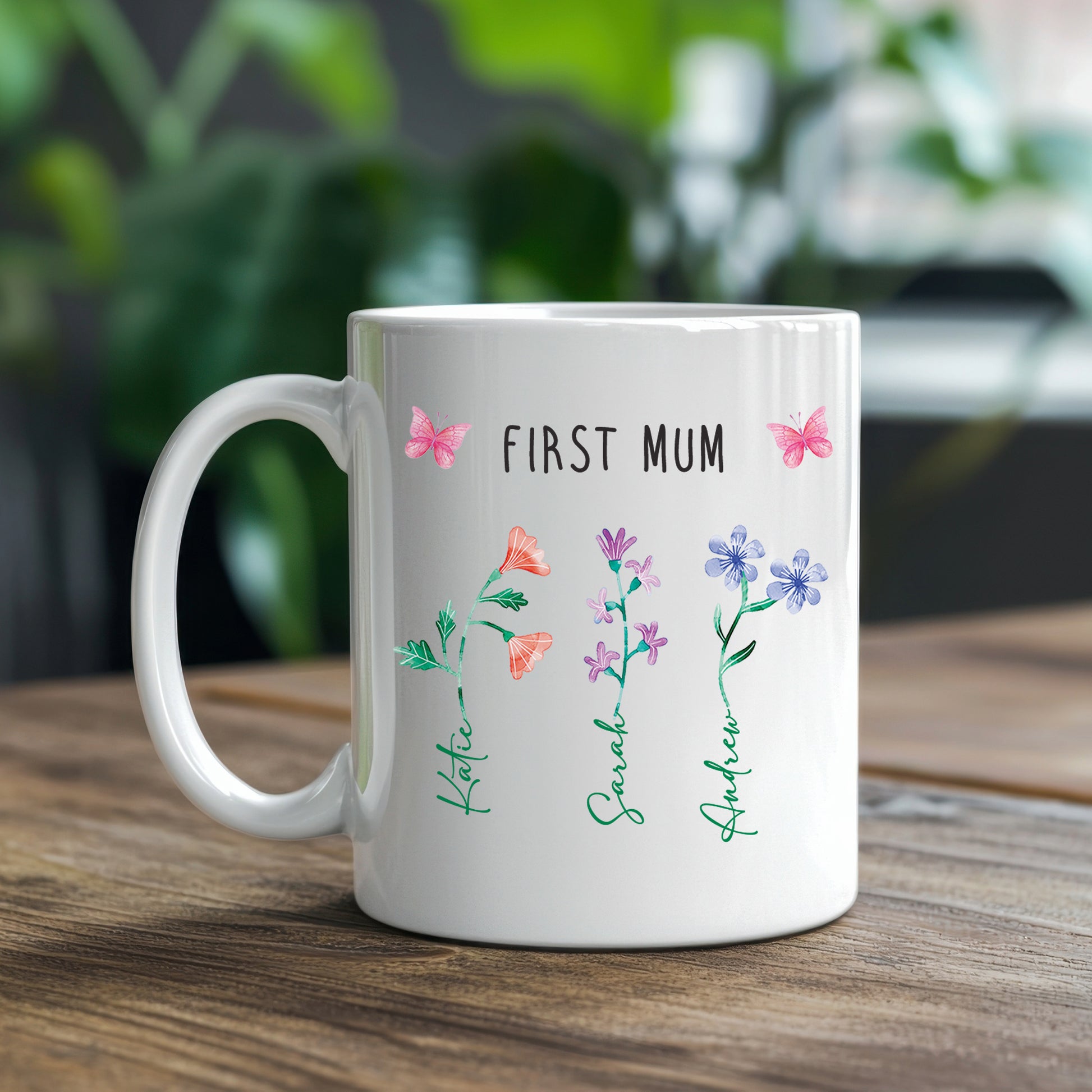 Personalised 'First Mum - Now Grandma' Flowers Mug - Mothers Day Gift for Mum and Grandma with Kids Names