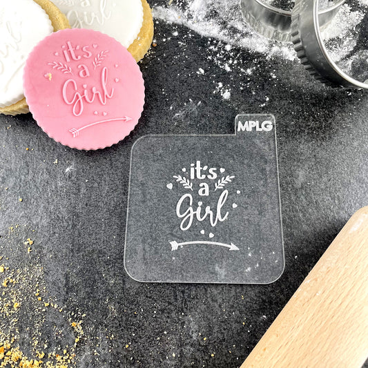 It's A Girl Icing Stamp Embosser for Biscuits, Cookies, Cupcakes