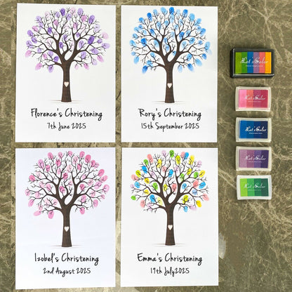 Personalised Christening Print - Finger Print Tree - Option include Frame and Ink Pad - Add your name & Date