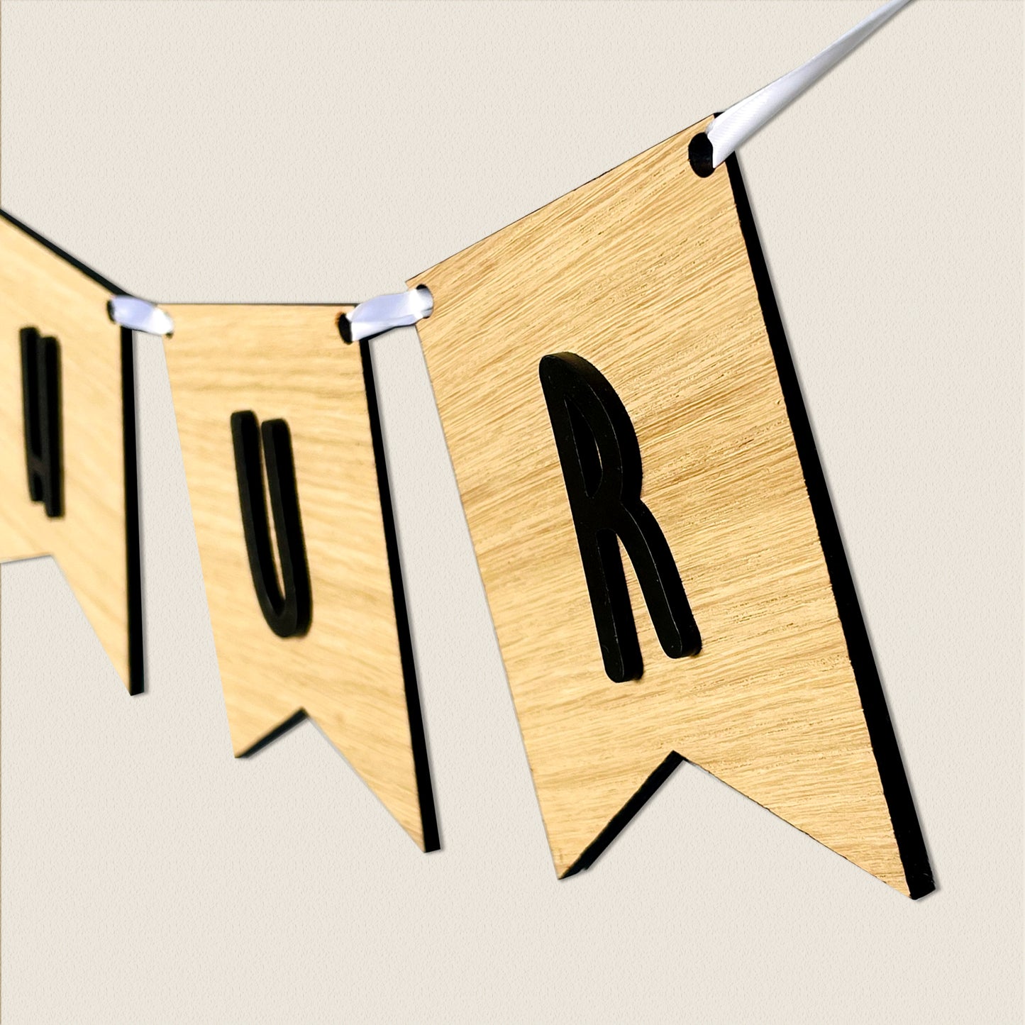 Personalised Oak Wood Name Bunting - Nursery or Child's Room Decor - Add any Name
