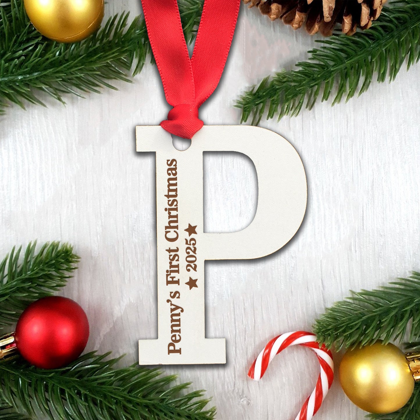 Personalised Name's First Christmas  - Perfect Engraved Xmas Gift for the 1st Christmas, add any name and year!
