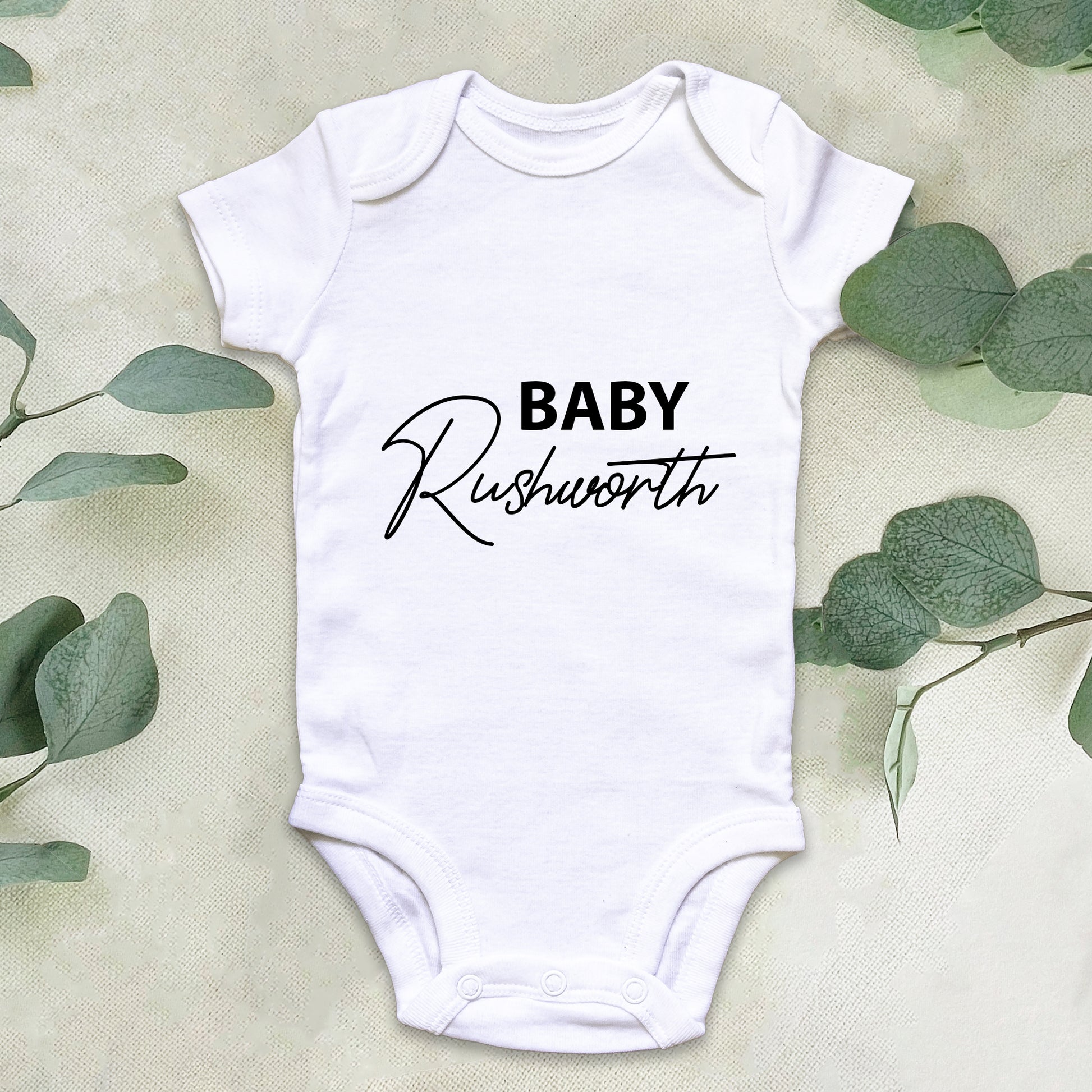 Personalised Surname Baby Grow Baby Vest Pregnancy Announcement