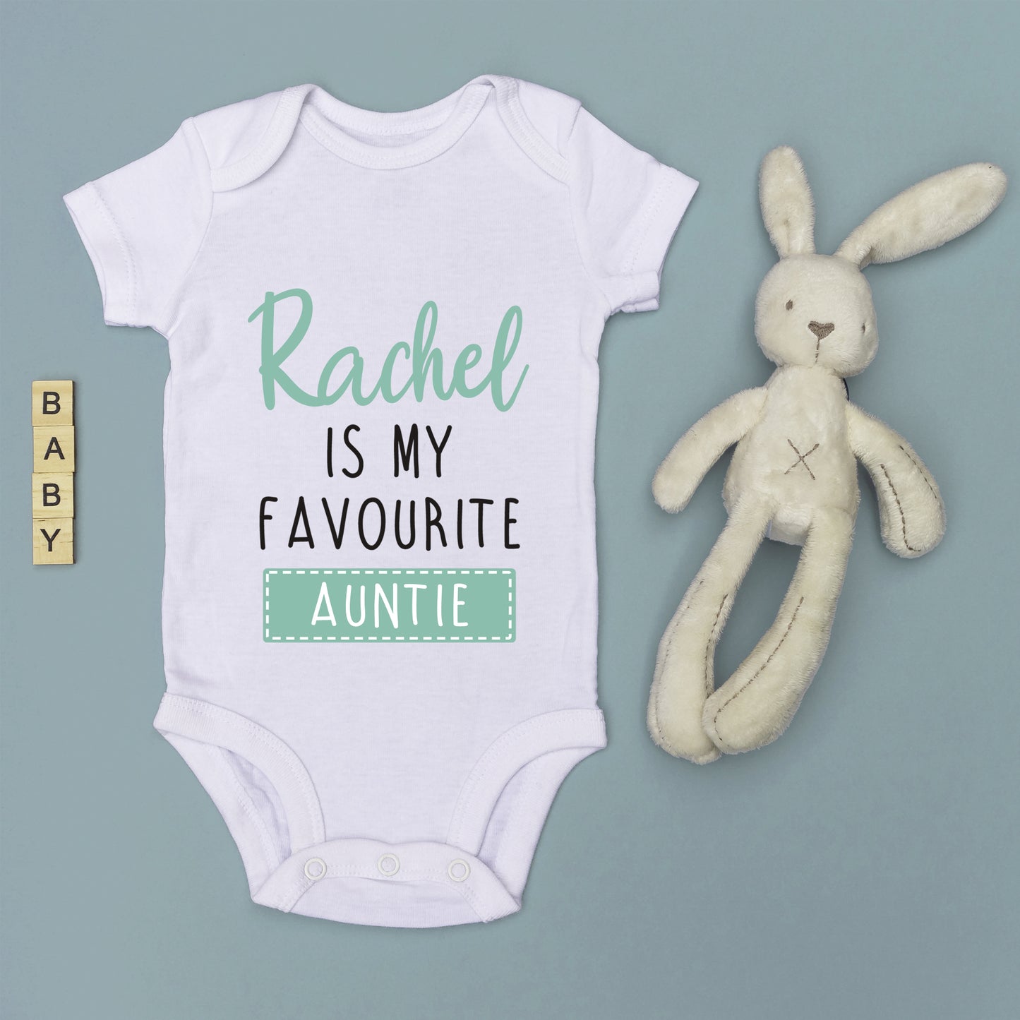 Personalised Favourite Auntie / Uncle Baby Grow Vest - Add any Name - Green