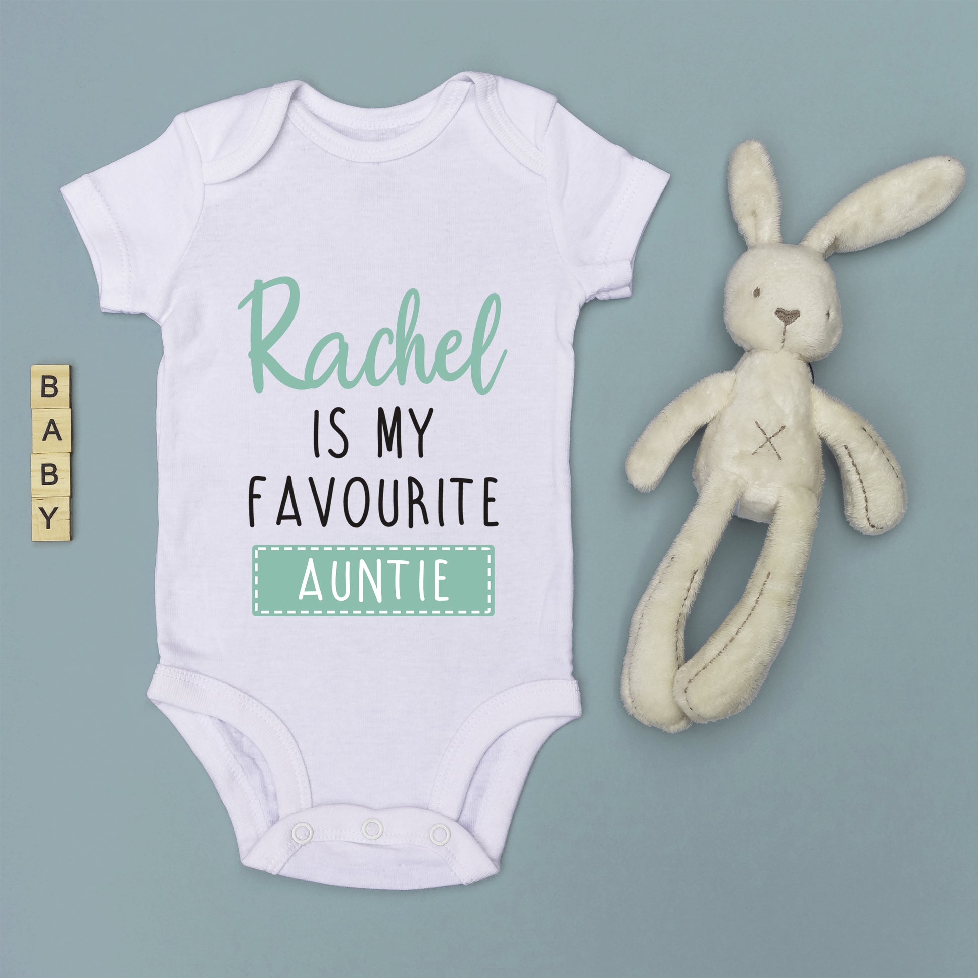 Personalised Favourite Auntie / Uncle Baby Grow Vest - Add any Name - Green