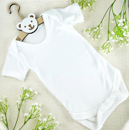 Personalised New Baby Clothes Hanger Wooden Hanger with Bear Face - Oak Wood