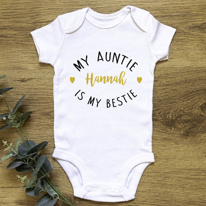 My Auntie is My Bestie Baby Grow Vest - Add any Name