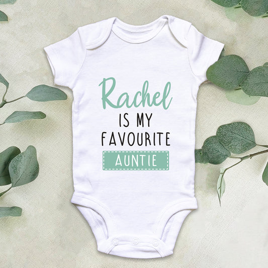 Personalised Favourite Auntie / Uncle Baby Grow Vest - Add any Name - Green