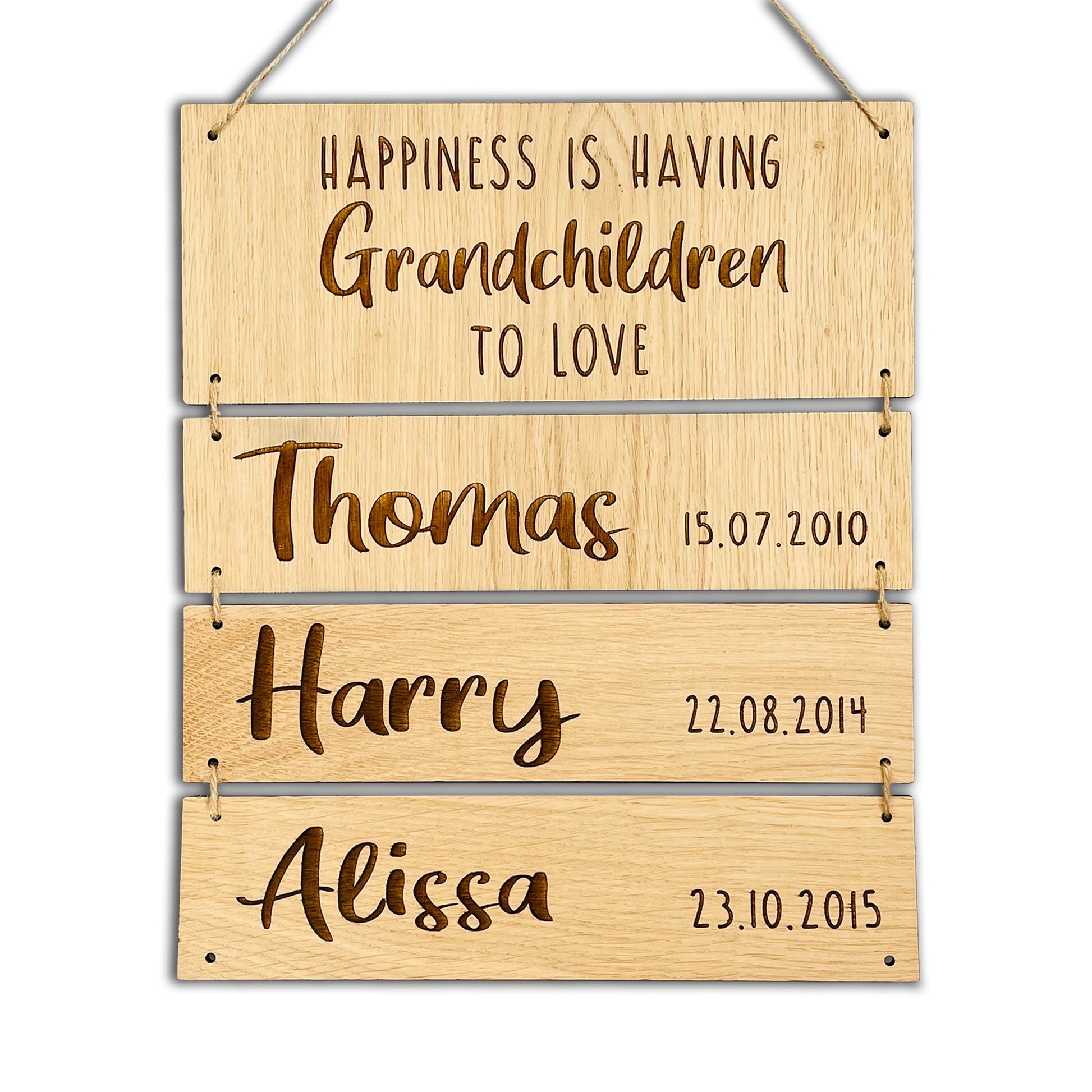 Personalised Wall Decoration Gift for Grandparents - Happiness is having Grandchildren to Love - Add Names & Birth dates