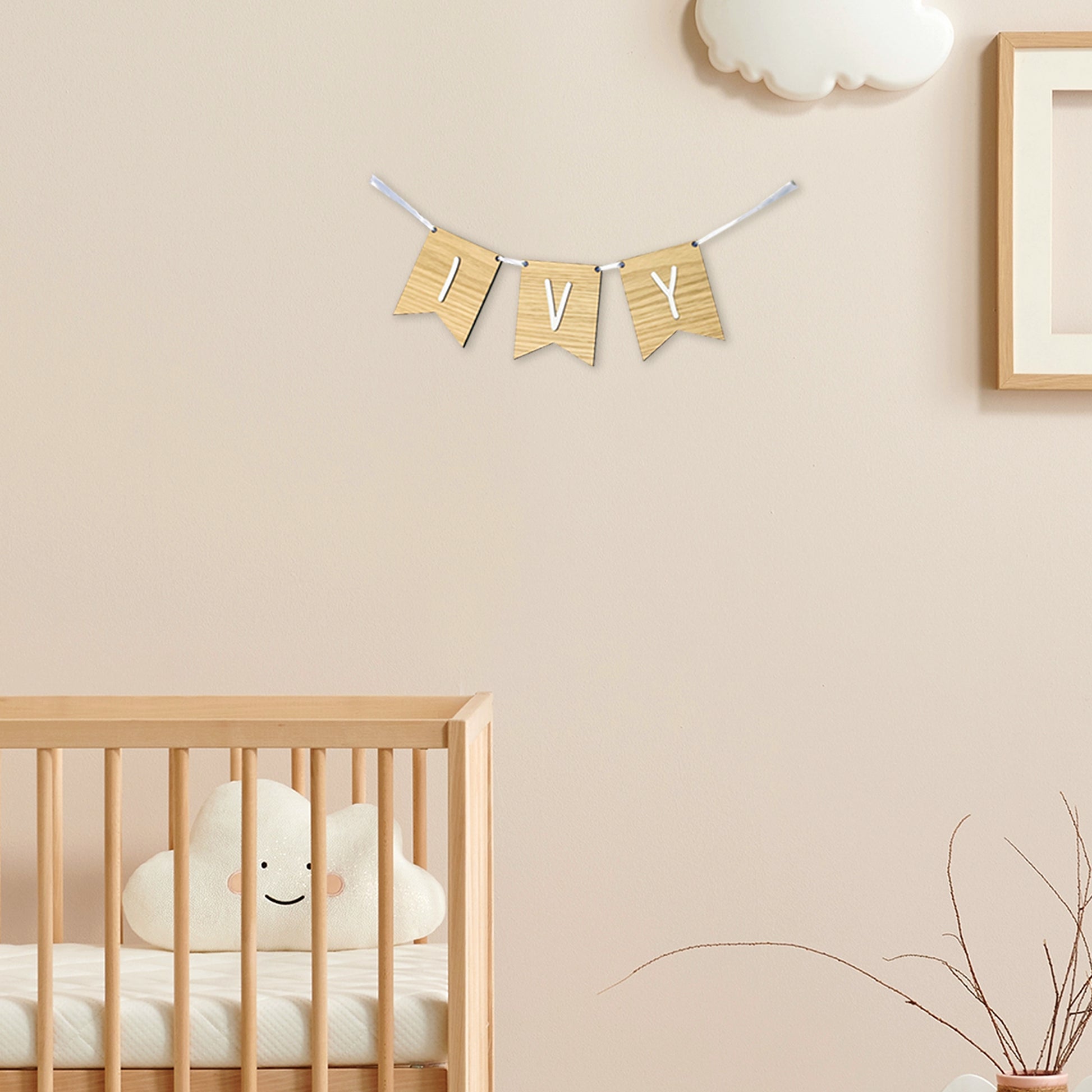 Personalised Oak Wood Name Bunting - Nursery or Child's Room Decor - Add any Name