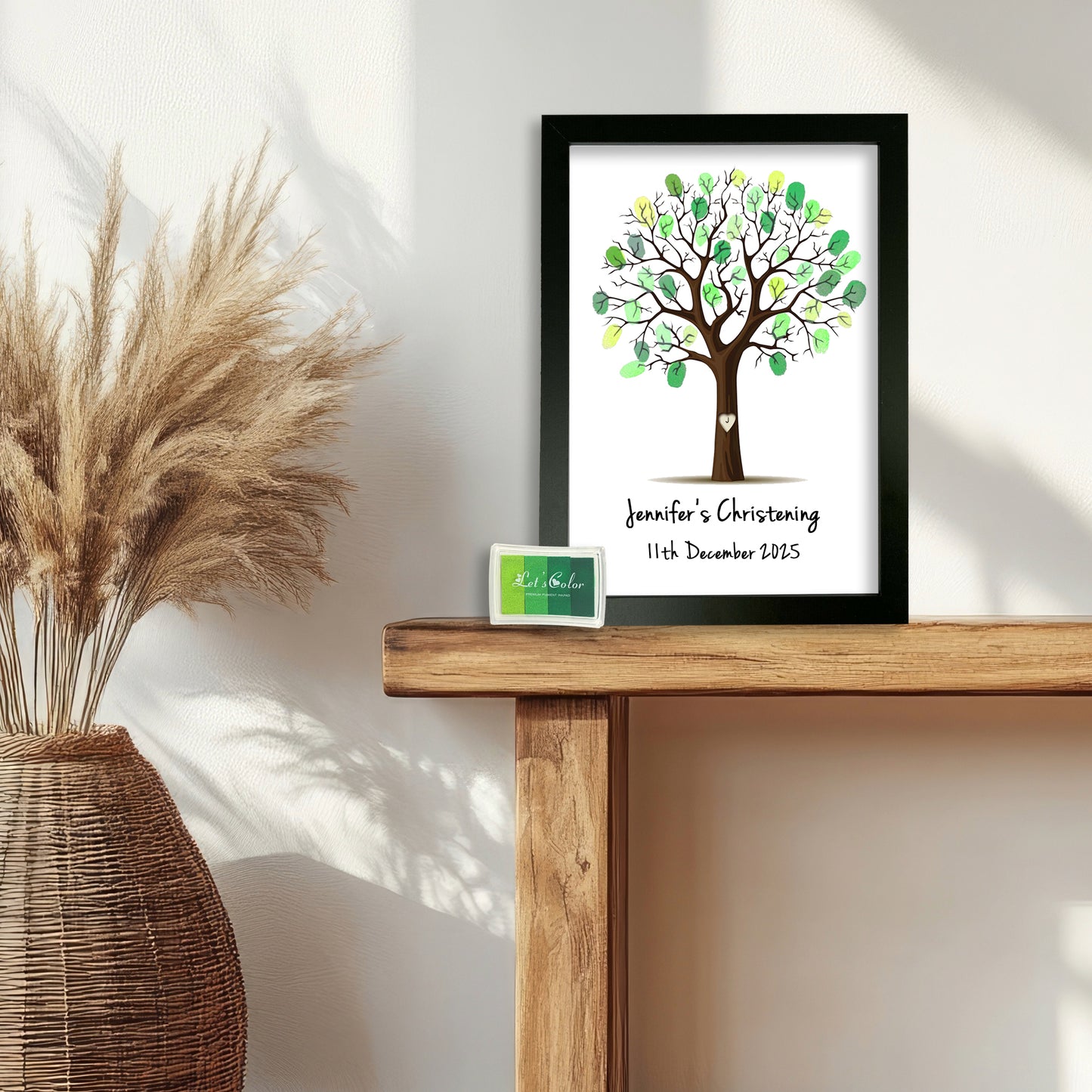 Personalised Christening Print - Finger Print Tree - Option include Frame and Ink Pad - Add your name & Date