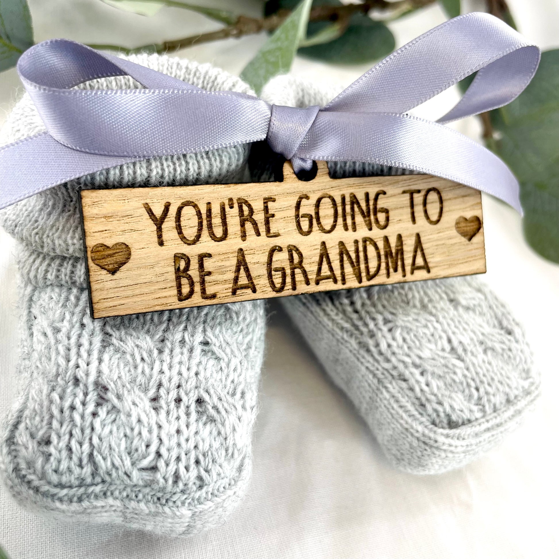 Guess What 'You're going to be a Grandma' Pregnancy Announcement Grey Booties