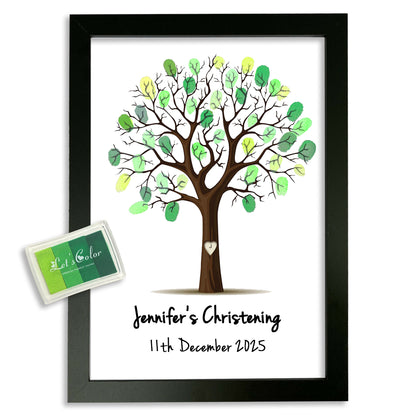 Personalised Christening Print - Finger Print Tree - Option include Frame and Ink Pad - Add your name & Date
