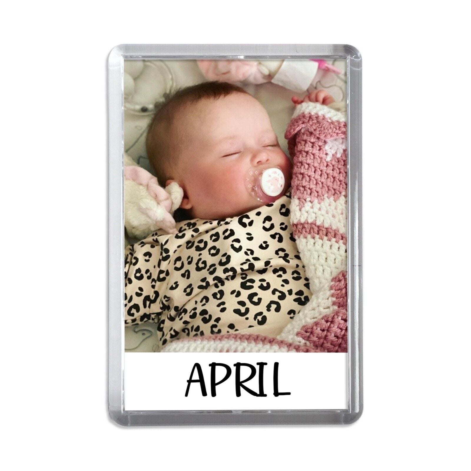 Personalised Baby Photo Magnet - Add your names - Any photo - Jumbo X Large 70mm x 45mm keyring - New Baby