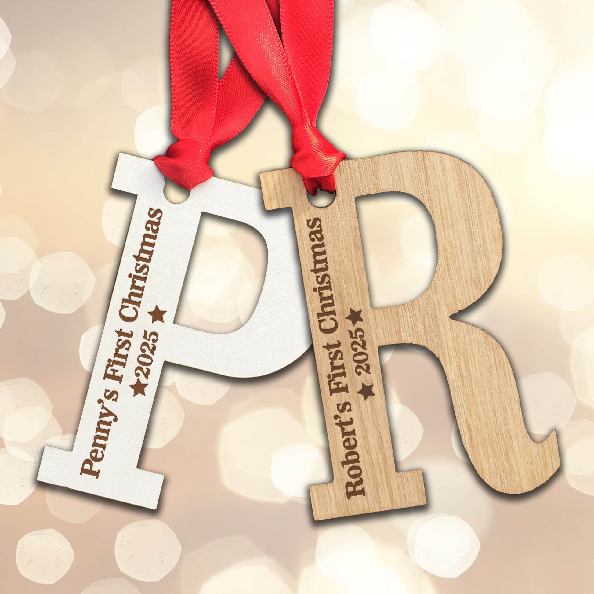 Personalised Name's First Christmas  - Perfect Engraved Xmas Gift for the 1st Christmas, add any name and year!
