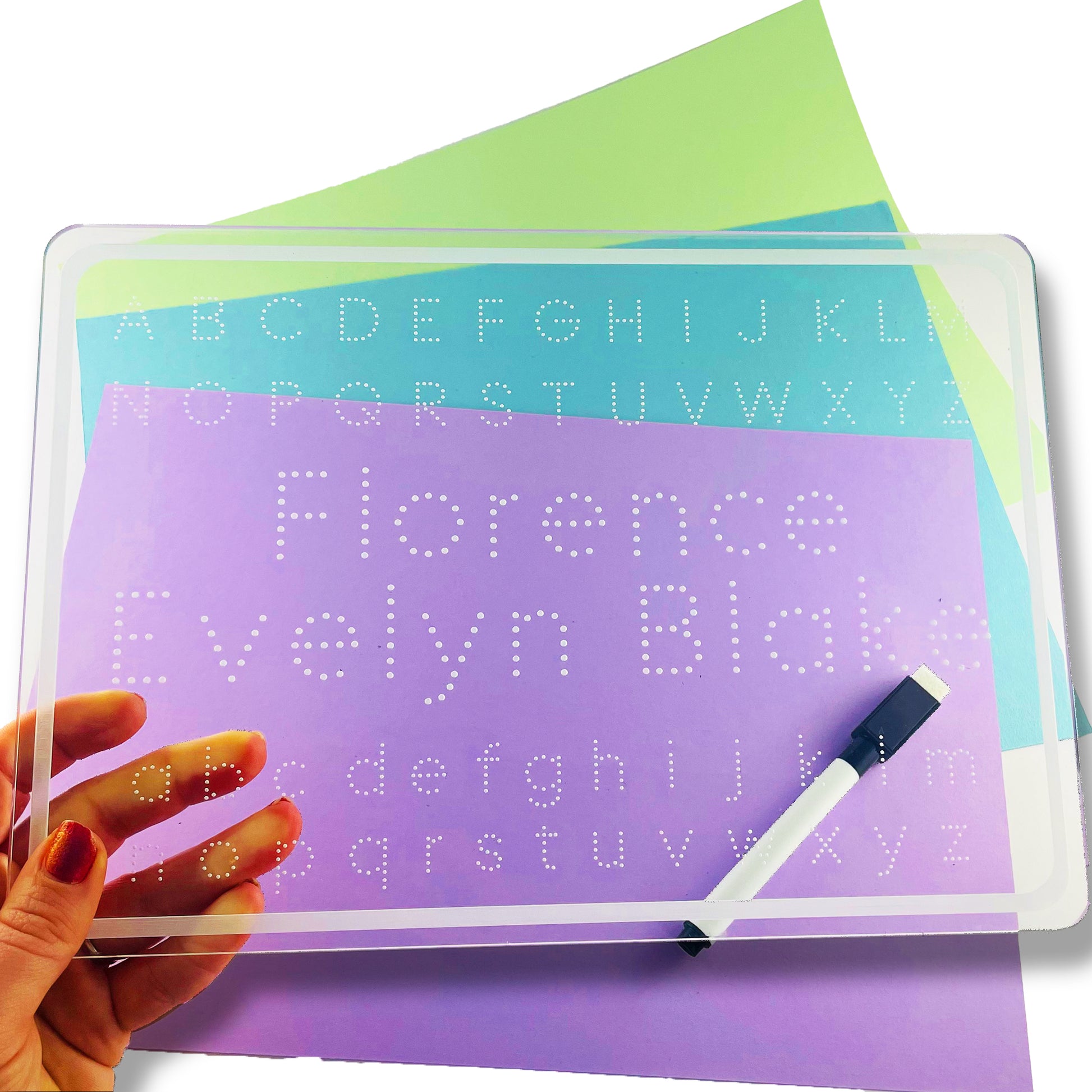 Personalised Alphabet Name Writing Board + Whiteboard Pen - Add your Childs Name to Their Educational Gift!