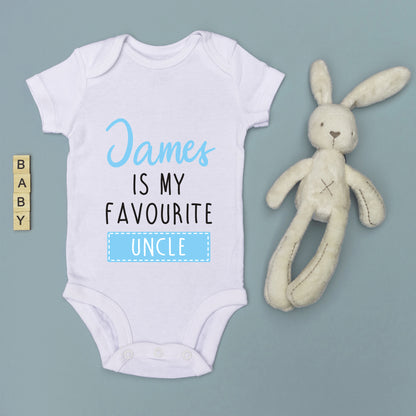 Personalised Favourite Auntie / Uncle Baby Grow Vest - Add any Name - Blue