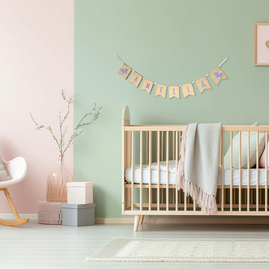 Personalised Oak Wood Name Bunting - Nursery or Child's Room Decor - Add any Name