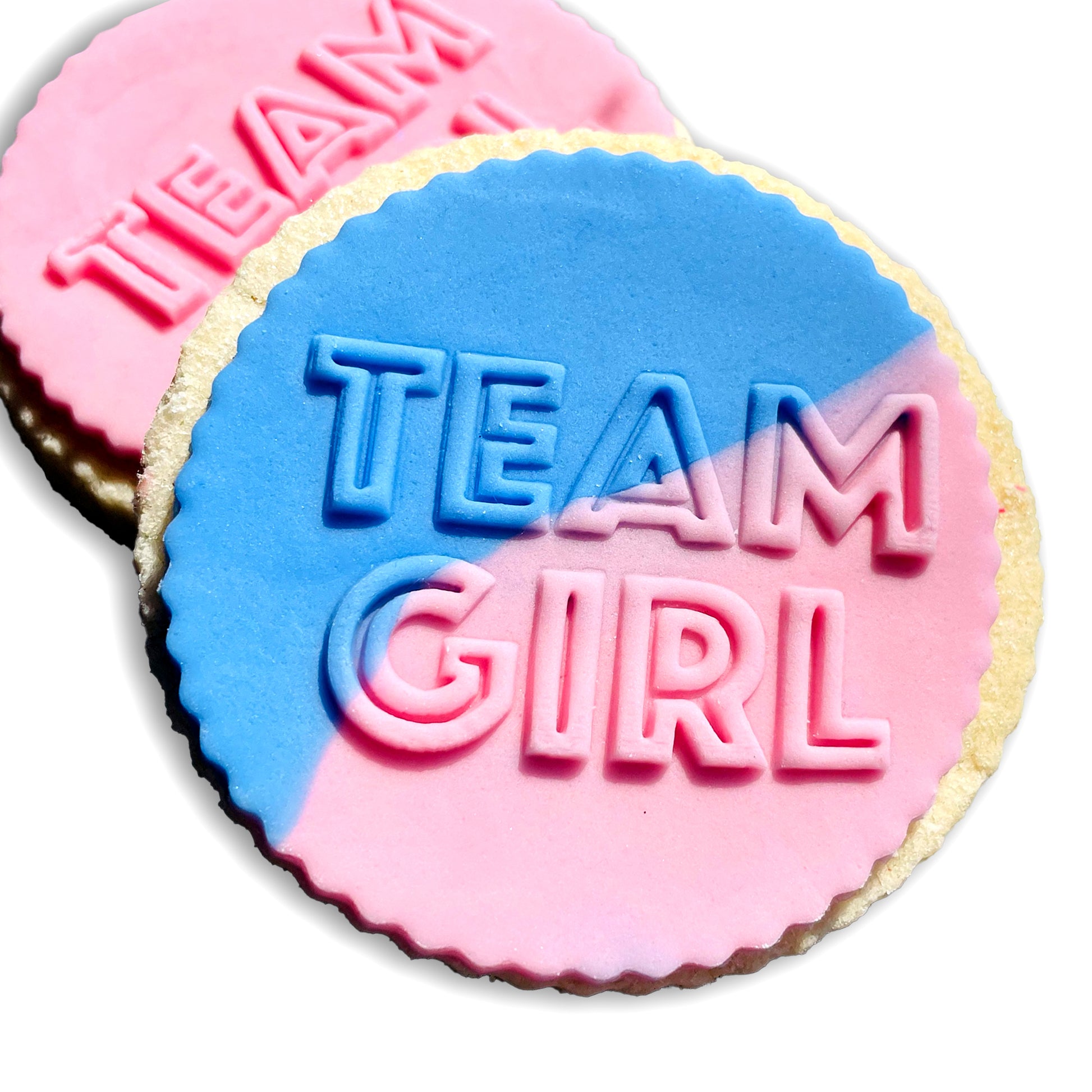 Team Girl Icing Stamp Embosser Stamp Fondant for Biscuits, Cookies, Cupcake Topper Decorations Stencil for Baby Shower Gender Reveal