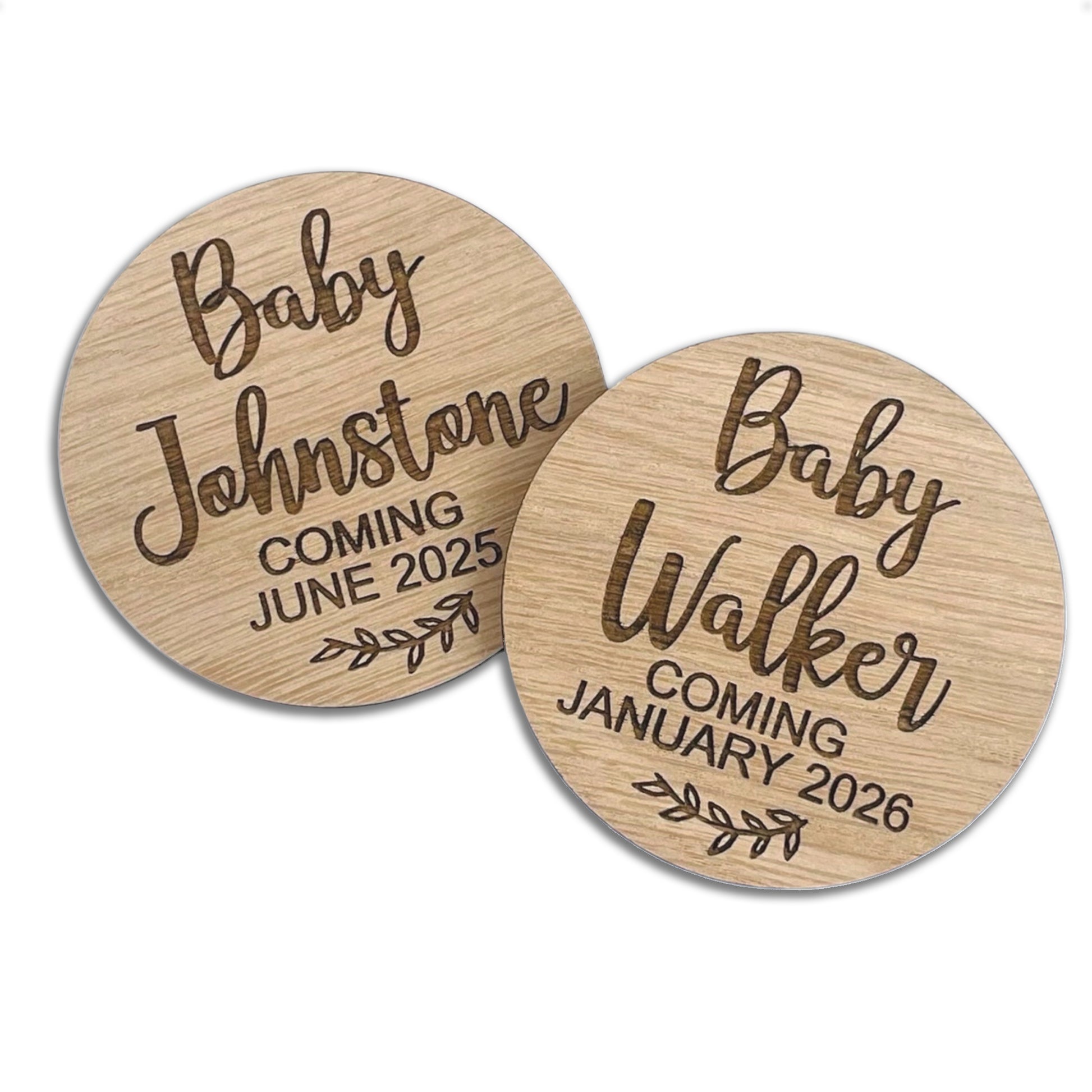 Pregnancy Announcement Baby Surname Wooden Disk Photo Prop