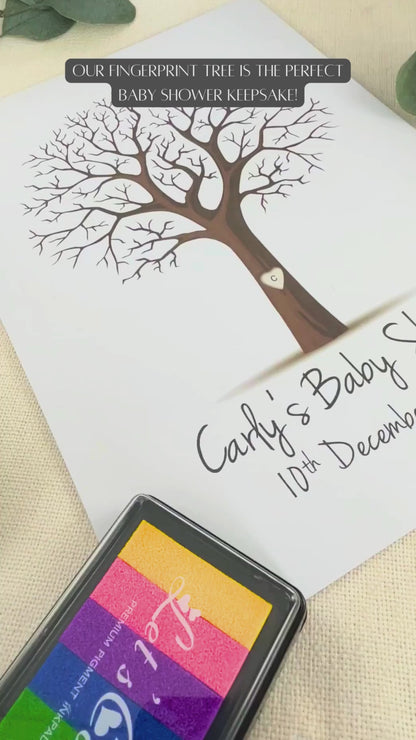 Personalised Baby Shower Finger Print Tree - Frame & Ink pad Option - Add your name & Date