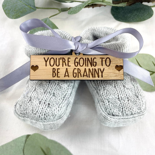 Guess What 'You're going to be a Granny' Pregnancy Announcement Gift Boxed Grey Booties