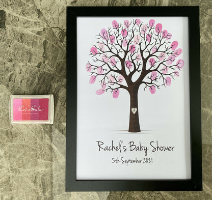 Personalised Baby Shower Finger Print Tree - Frame & Ink pad Option - Add your name & Date