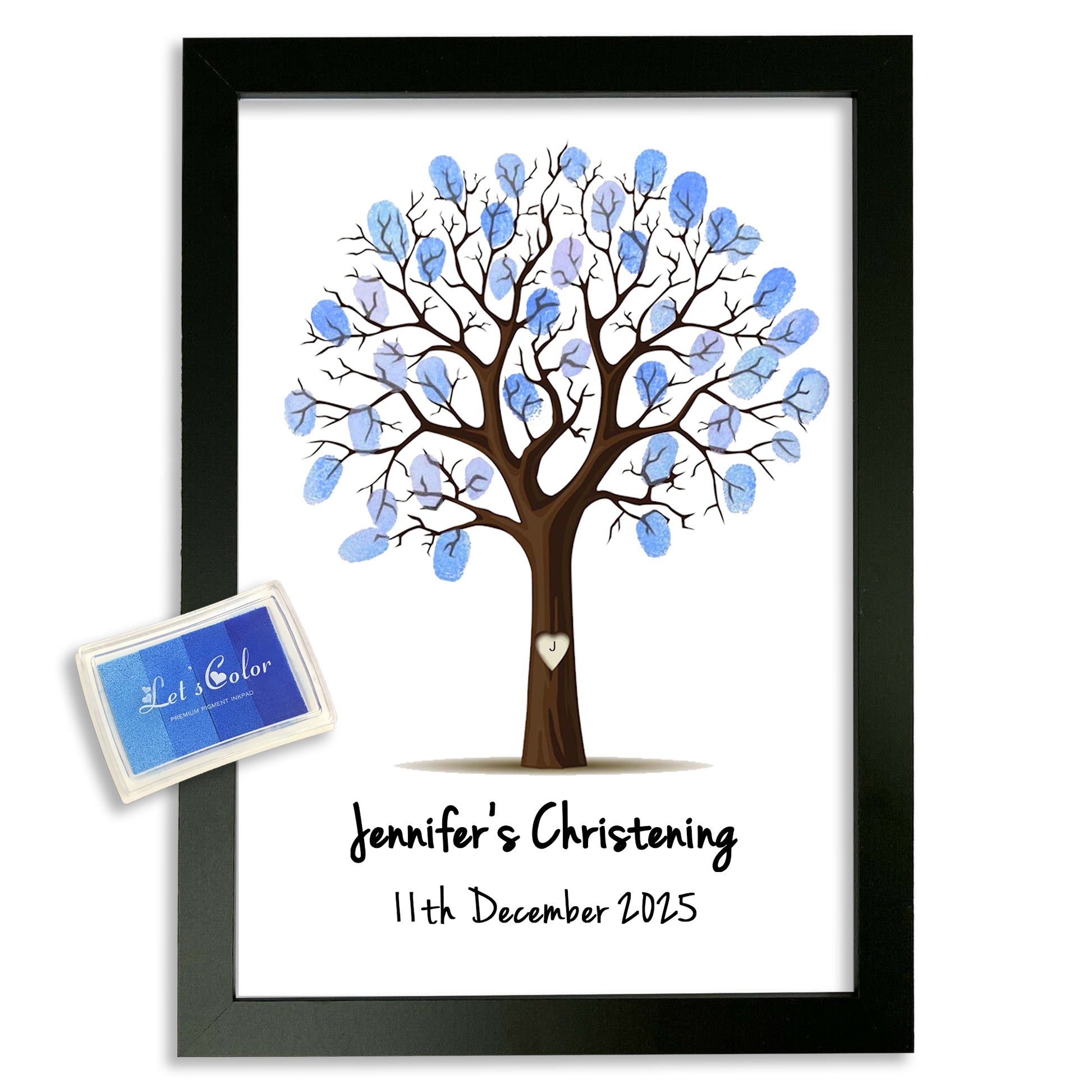 Personalised Christening Print - Finger Print Tree - Option include Frame and Ink Pad - Add your name & Date