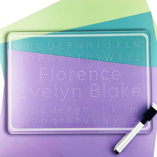 Personalised Alphabet Name Writing Board + Whiteboard Pen - Add your Childs Name to Their Educational Gift!