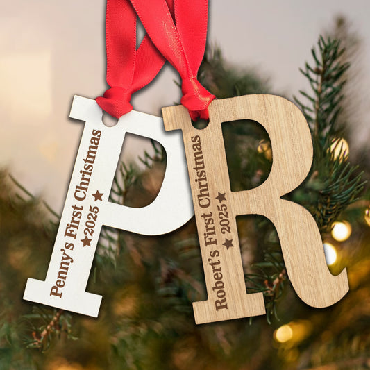 Personalised Name's First Christmas  - Perfect Engraved Xmas Gift for the 1st Christmas, add any name and year!