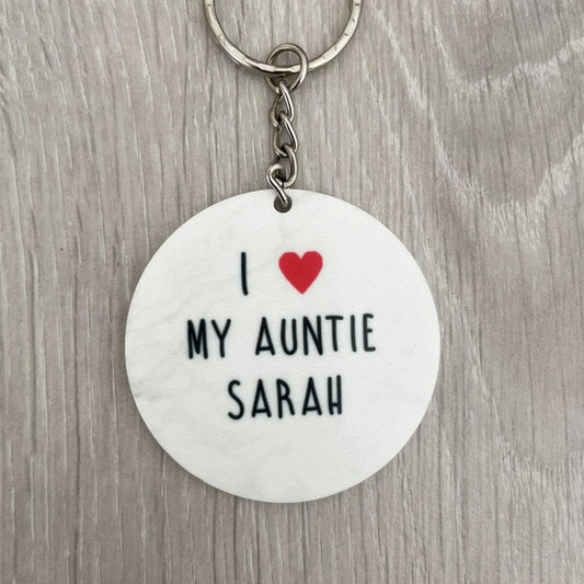 Personalised I love my Auntie Sarah Keyring - Add Any Role & Name