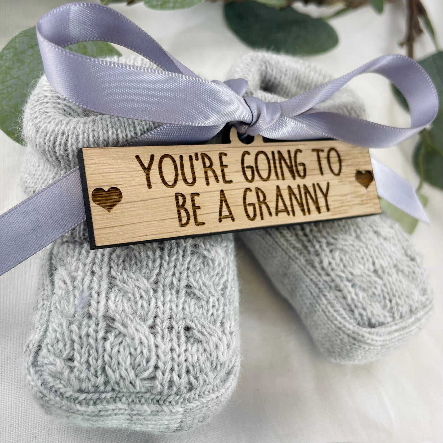Guess What 'You're going to be a Granny' Pregnancy Announcement Gift Boxed Grey Booties
