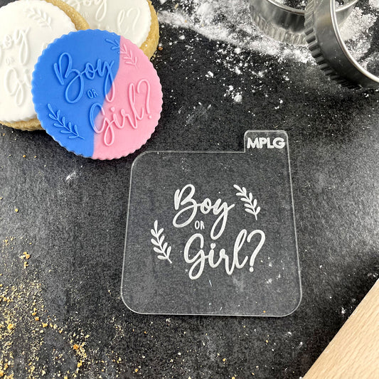 Boy or Girl? Icing Stamp Embosser for Biscuits, Cookies, Cupcake Toppers