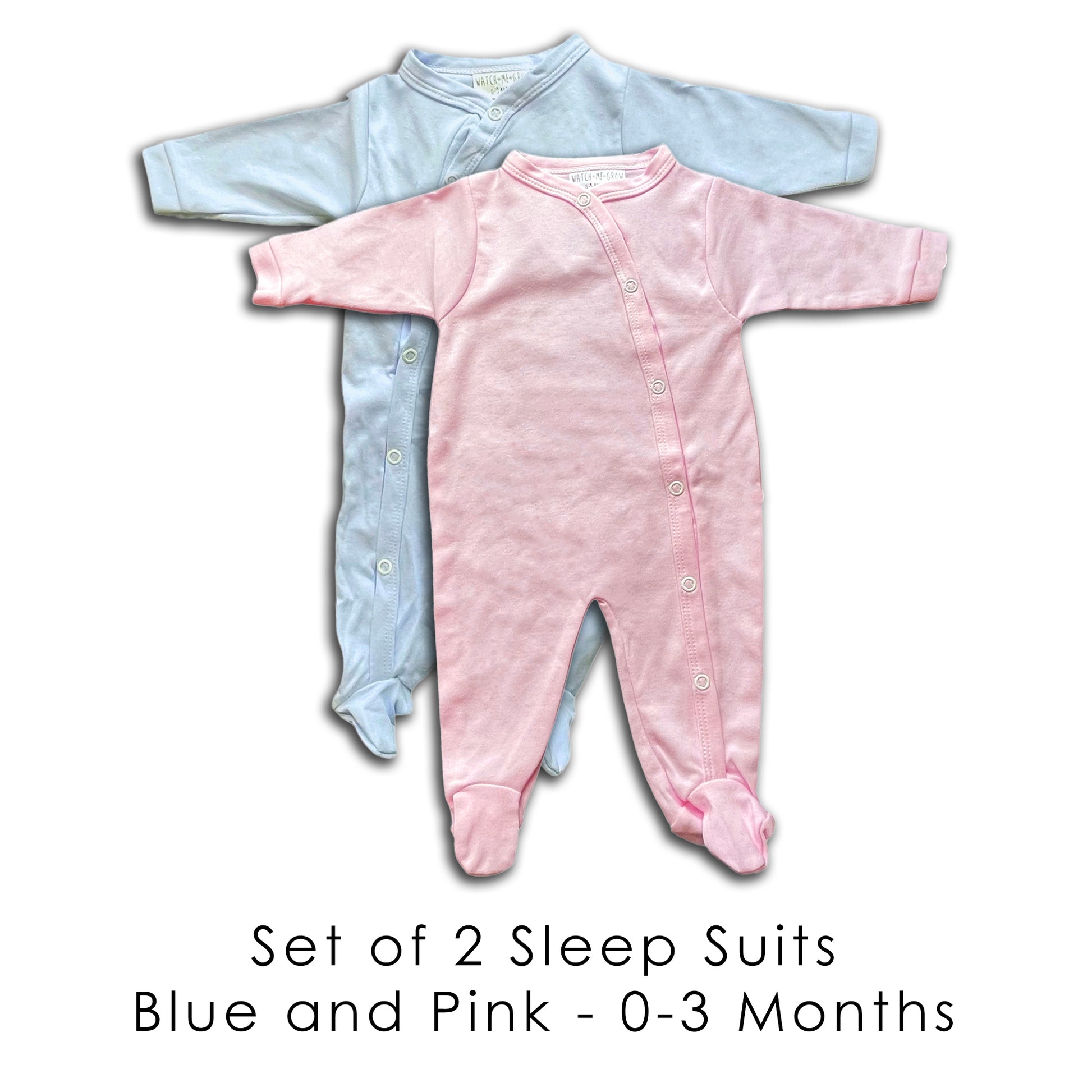 Baby Grow Sleep Suit - Set of Pink and Blue - 0-3 Months