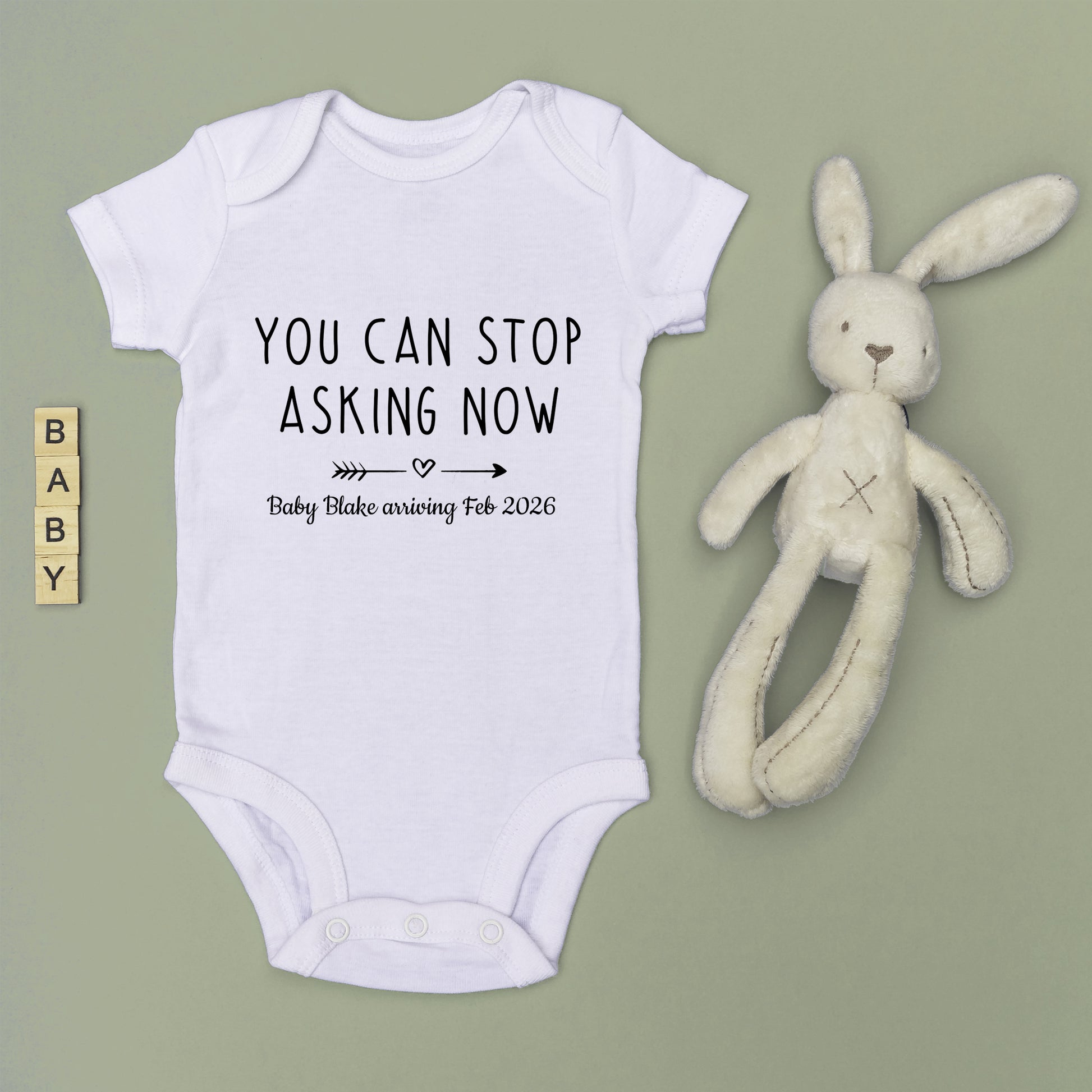 You Can Stop Asking Now Baby Grow Vest Pregnancy Announcement Due Date Newborn