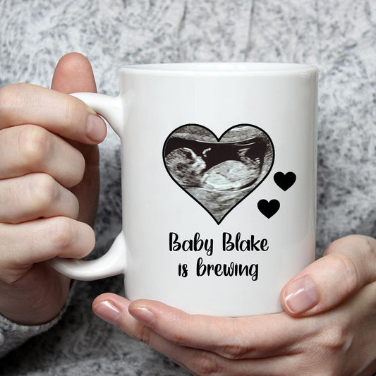 Baby is Brewing Mug - Add Surname and Scan Photo