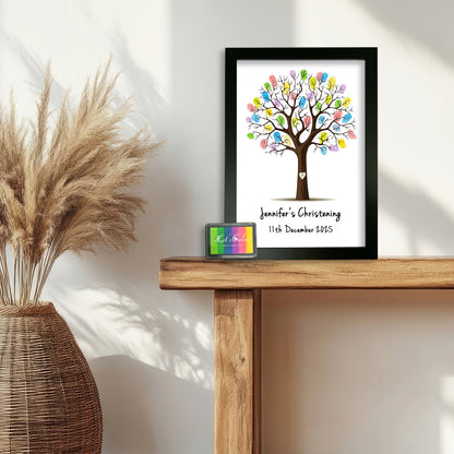 Personalised Christening Print - Finger Print Tree - Option include Frame and Ink Pad - Add your name & Date
