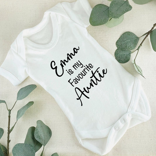 Personalised Emma is my Favourite Auntie Baby Grow Vest - Add any Name