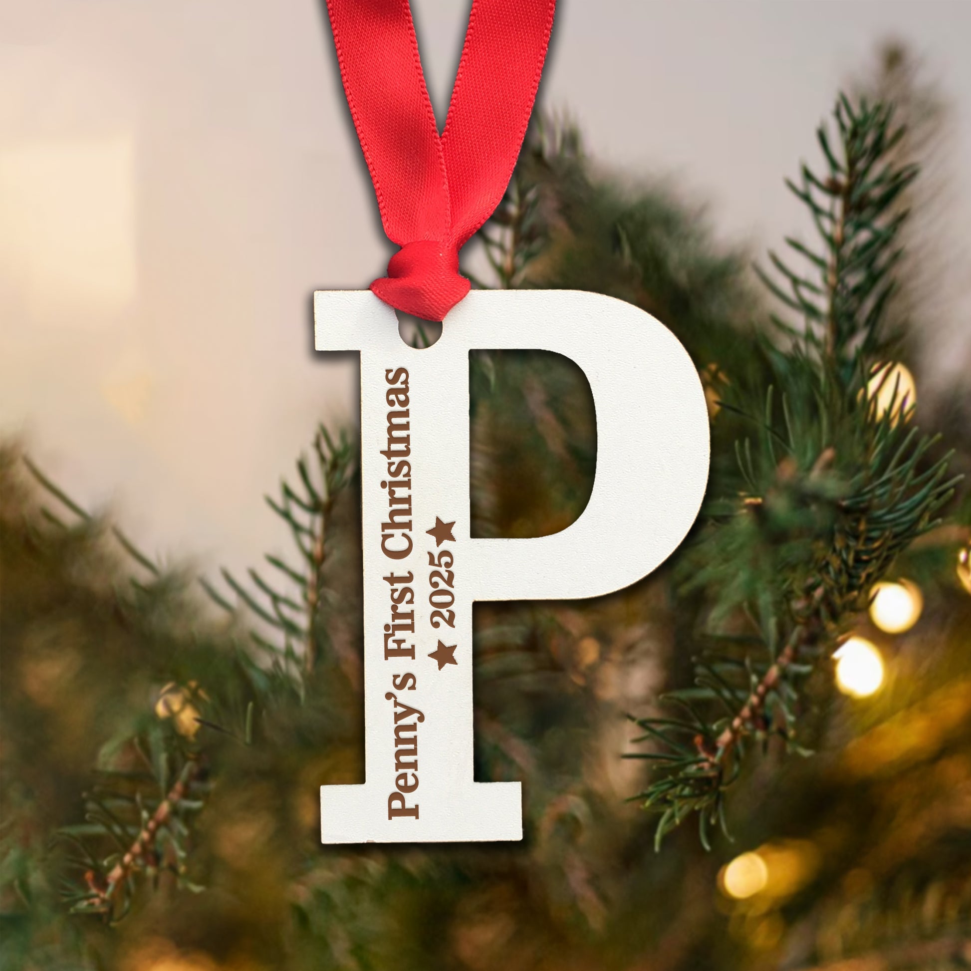 Personalised Name's First Christmas  - Perfect Engraved Xmas Gift for the 1st Christmas, add any name and year!