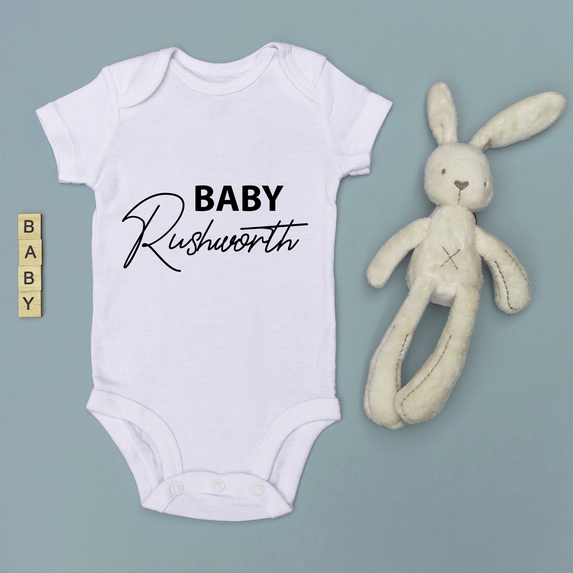 Personalised Surname Baby Grow Baby Vest Pregnancy Announcement