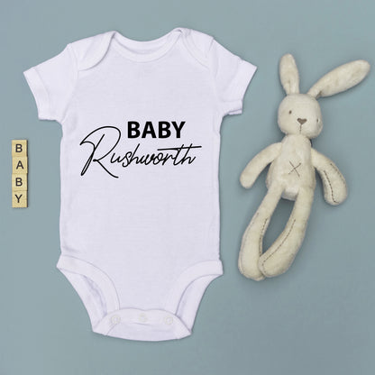 Personalised Surname Baby Grow Baby Vest Pregnancy Announcement