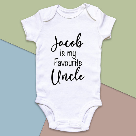 Personalised Jacob is my Favourite Uncle Baby Grow Vest - Add any Name