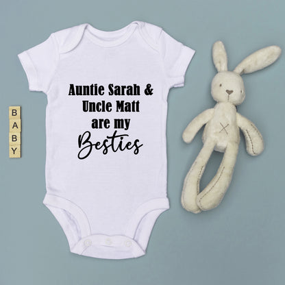 Personalised Auntie & Uncle are my Besties Baby Grow Vest