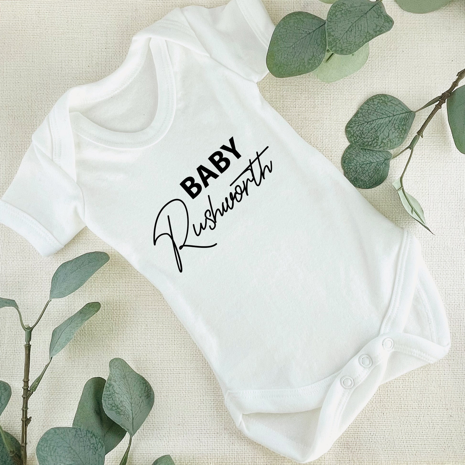Personalised Surname Baby Grow Baby Vest Pregnancy Announcement